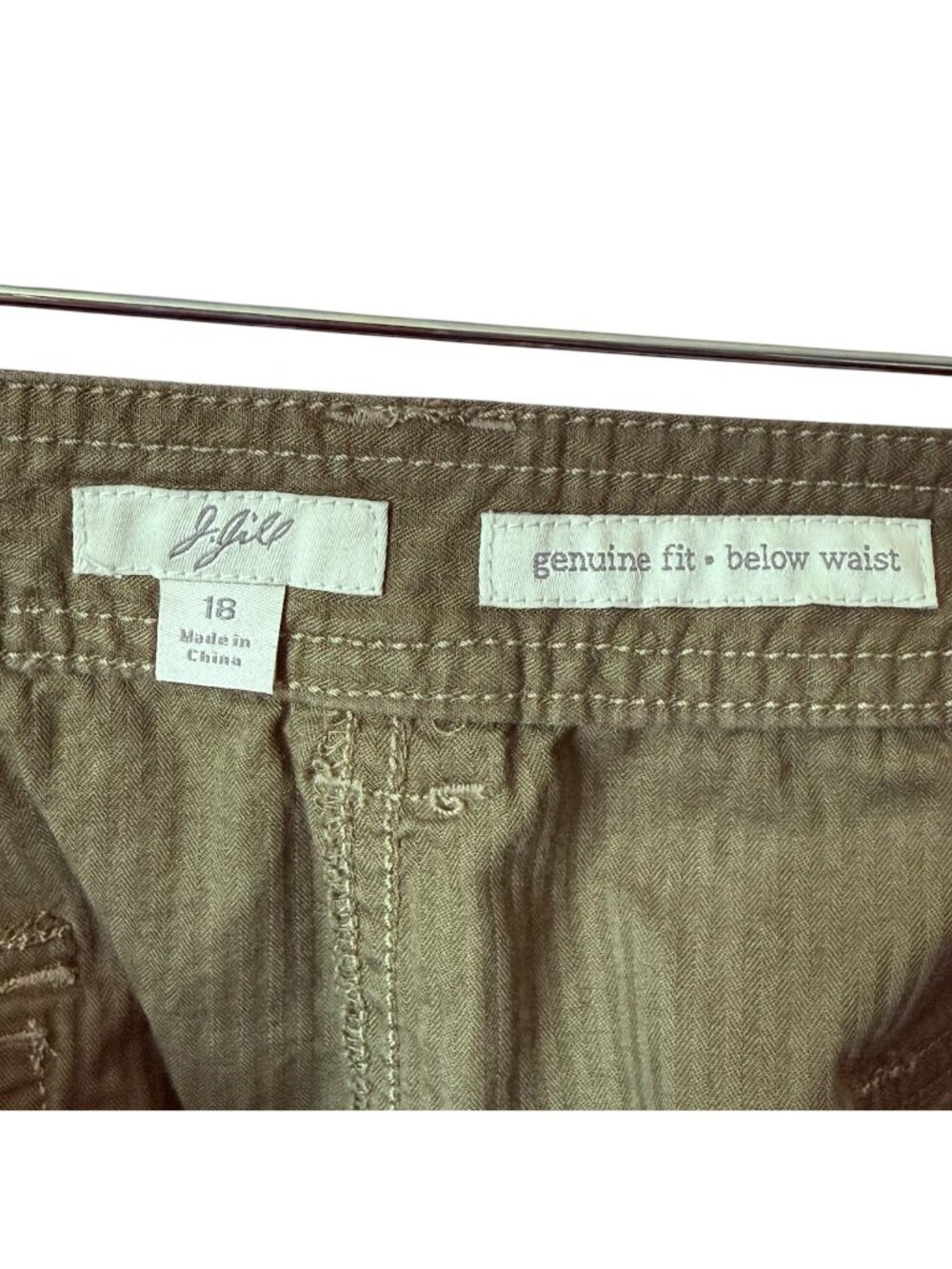 J Jill Shorts Size 18 Green Striped Genuine Fit Below Waist Relaxed Fit Cotton - Picture 8 of 15